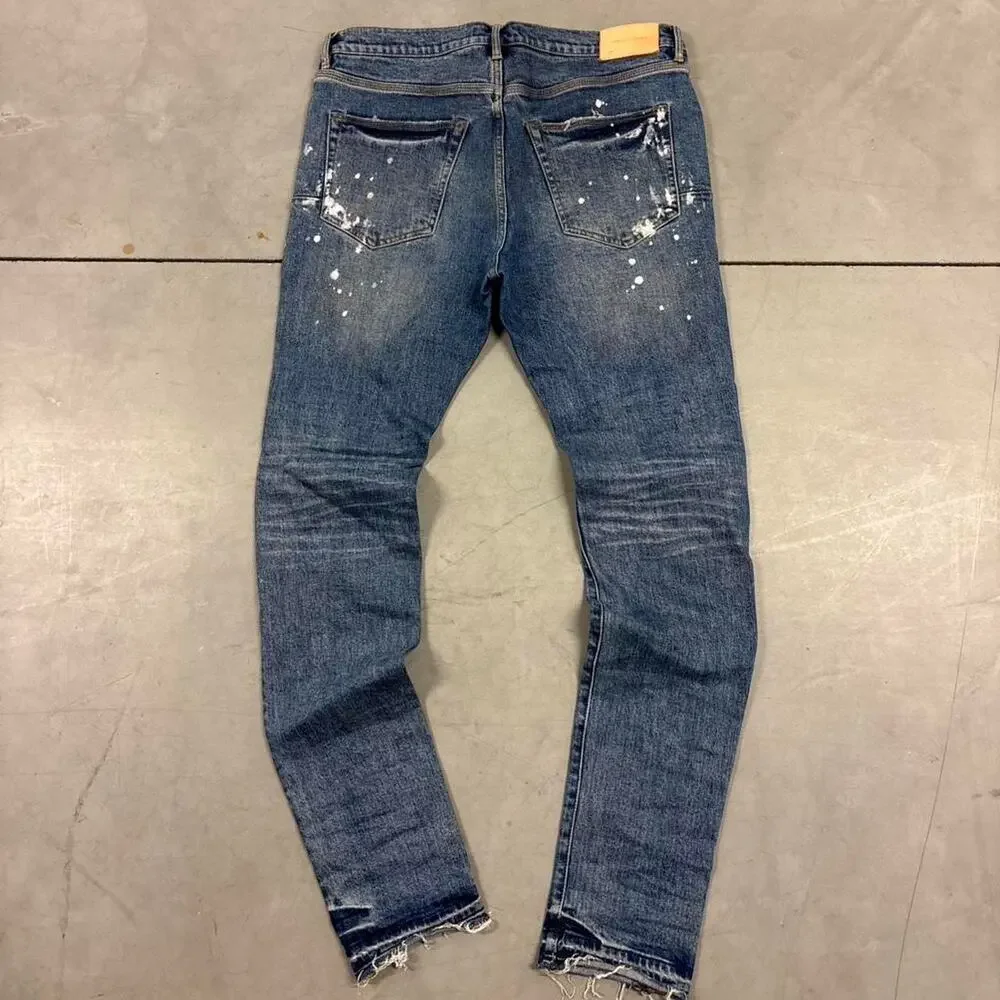 purple brand p001 painted skinny designer jeans